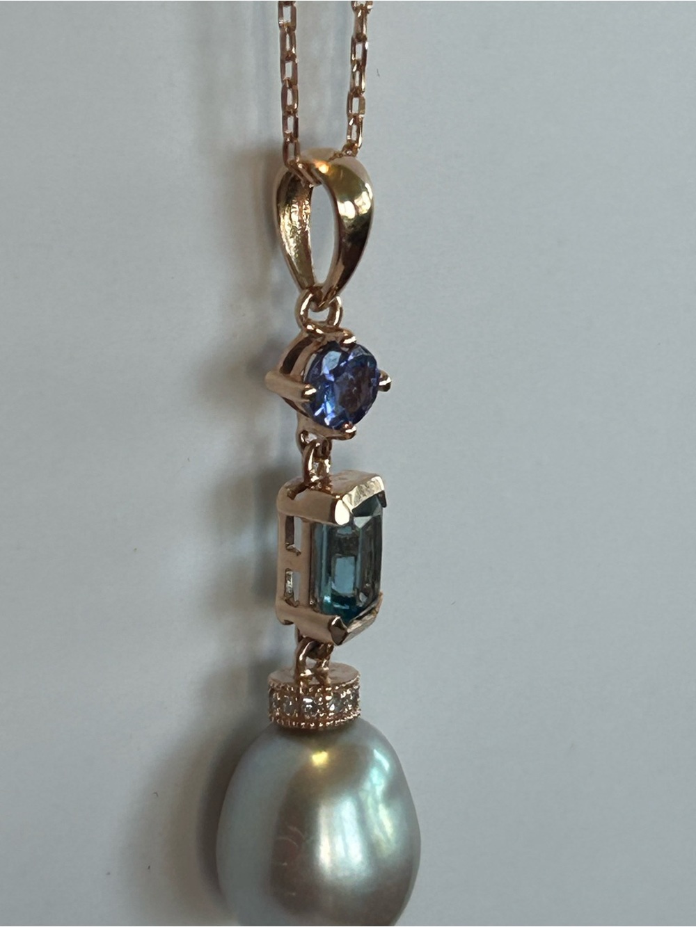 EFFY Fresh Water Pearl, Tanzanite, Blue Topaz, 14k Rose Gold.